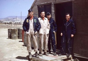 z4-04-53_mitch-charlie-hairless_t-w-in-front-of-uncle-flight-quonset_k-13_apr-53